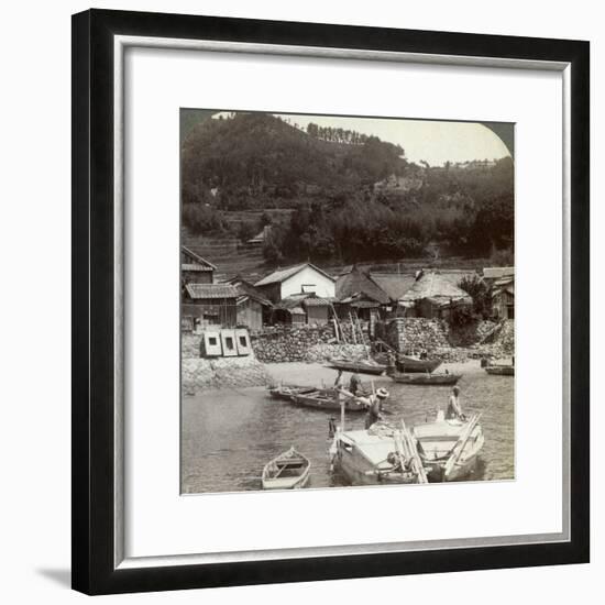 Fishing Village of Obatake on the Inland Sea, Looking North to the Terraced Rice Fields, Japan-Underwood & Underwood-Framed Photographic Print