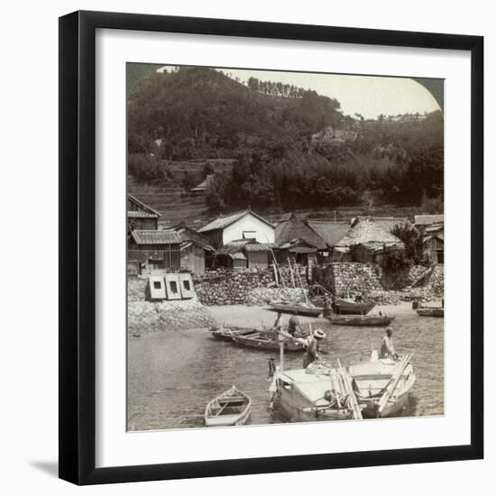 Fishing Village of Obatake on the Inland Sea, Looking North to the Terraced Rice Fields, Japan-Underwood & Underwood-Framed Photographic Print