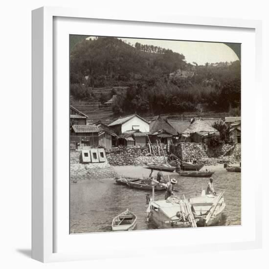 Fishing Village of Obatake on the Inland Sea, Looking North to the Terraced Rice Fields, Japan-Underwood & Underwood-Framed Photographic Print