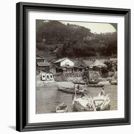 Fishing Village of Obatake on the Inland Sea, Looking North to the Terraced Rice Fields, Japan-Underwood & Underwood-Framed Photographic Print