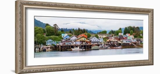 Fishing village on lakeshore, Sitka, Southeast Alaska, Alaska, USA-null-Framed Photographic Print