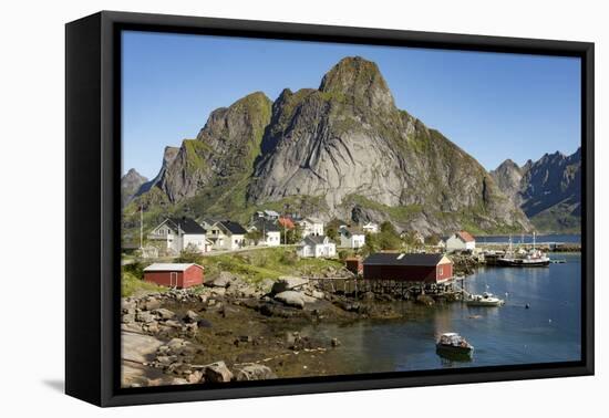 Fishing vllages on Reinefjorden, Andoya, Lofoten-Tony Waltham-Framed Premier Image Canvas