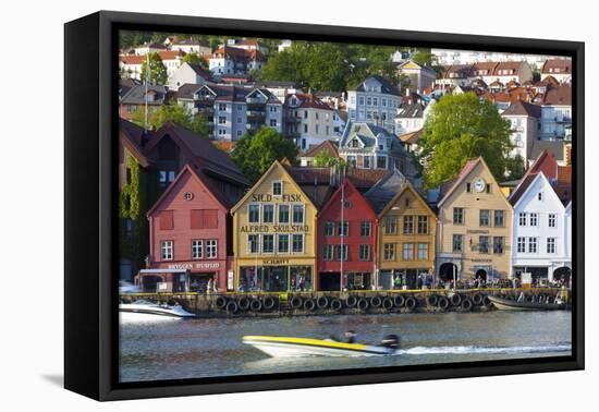 Fishing Warehouses in the Bryggen District-Doug Pearson-Framed Premier Image Canvas