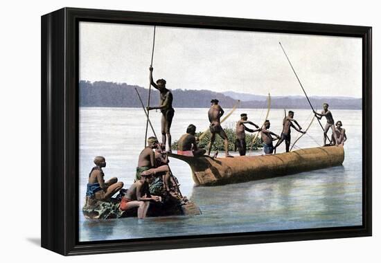 Fishing with a Bow, Andaman and Nicobar Islands, Indian Ocean, C1890-Gillot-Framed Premier Image Canvas