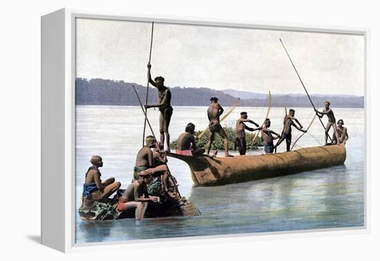 Fishing with a Bow, Andaman and Nicobar Islands, Indian Ocean, C1890-Gillot-Framed Premier Image Canvas