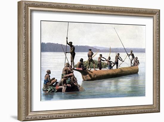 Fishing with a Bow, Andaman and Nicobar Islands, Indian Ocean, C1890-Gillot-Framed Giclee Print