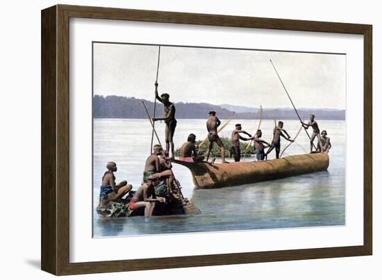 Fishing with a Bow, Andaman and Nicobar Islands, Indian Ocean, C1890-Gillot-Framed Giclee Print