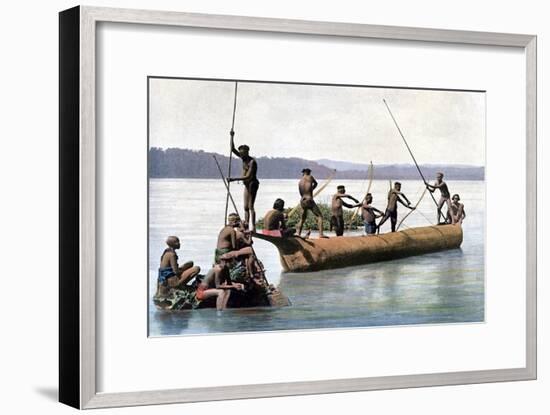 Fishing with a Bow, Andaman and Nicobar Islands, Indian Ocean, C1890-Gillot-Framed Giclee Print