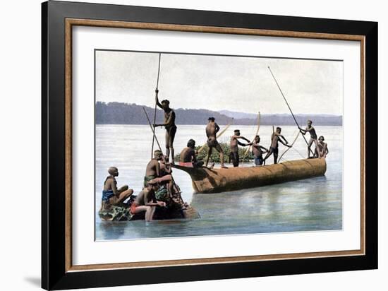 Fishing with a Bow, Andaman and Nicobar Islands, Indian Ocean, C1890-Gillot-Framed Giclee Print