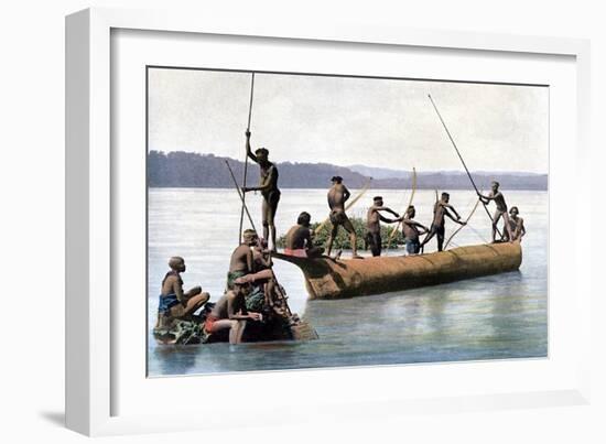 Fishing with a Bow, Andaman and Nicobar Islands, Indian Ocean, C1890-Gillot-Framed Giclee Print