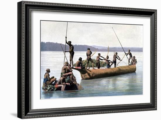 Fishing with a Bow, Andaman and Nicobar Islands, Indian Ocean, C1890-Gillot-Framed Giclee Print