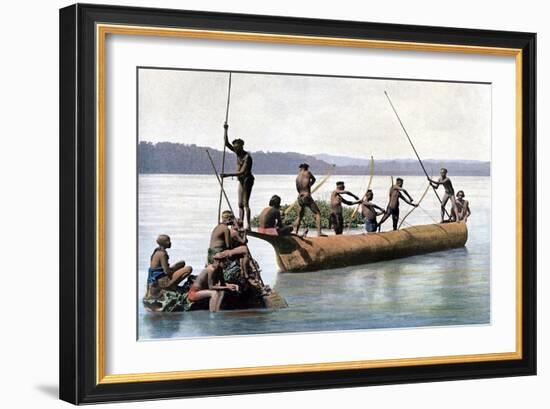 Fishing with a Bow, Andaman and Nicobar Islands, Indian Ocean, C1890-Gillot-Framed Giclee Print