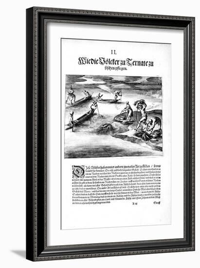 Fishing with Indians, 1606-Theodore de Bry-Framed Giclee Print
