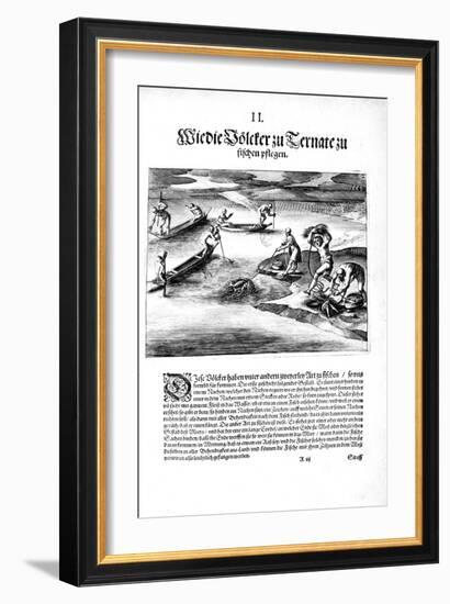 Fishing with Indians, 1606-Theodore de Bry-Framed Giclee Print