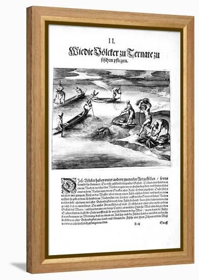 Fishing with Indians, 1606-Theodore de Bry-Framed Premier Image Canvas