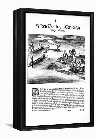 Fishing with Indians, 1606-Theodore de Bry-Framed Premier Image Canvas