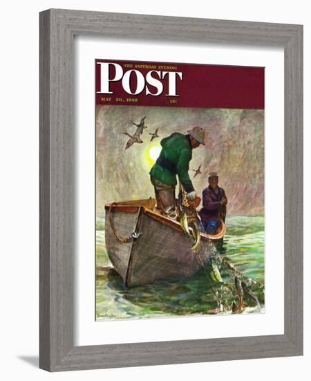 "Fishing with Nets," Saturday Evening Post Cover, May 28, 1949-Mead Schaeffer-Framed Giclee Print