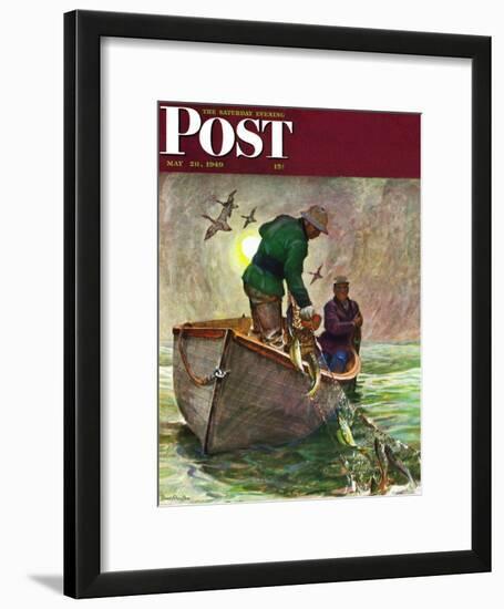 "Fishing with Nets," Saturday Evening Post Cover, May 28, 1949-Mead Schaeffer-Framed Giclee Print