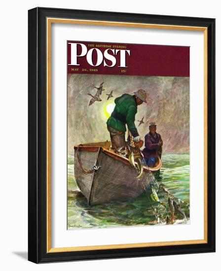 "Fishing with Nets," Saturday Evening Post Cover, May 28, 1949-Mead Schaeffer-Framed Giclee Print