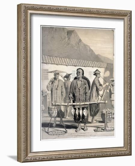 Fishmongers, Victoria Street, Hong Kong, China, 19th Century-M & N Hanhart-Framed Giclee Print