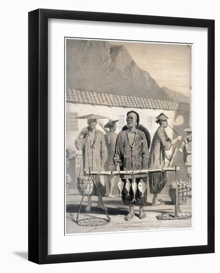 Fishmongers, Victoria Street, Hong Kong, China, 19th Century-M & N Hanhart-Framed Giclee Print