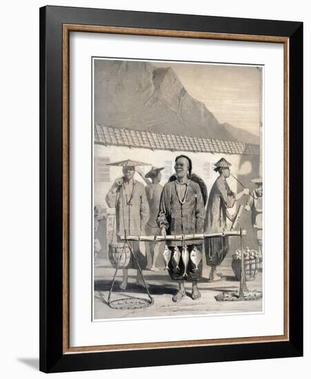 Fishmongers, Victoria Street, Hong Kong, China, 19th Century-M & N Hanhart-Framed Giclee Print