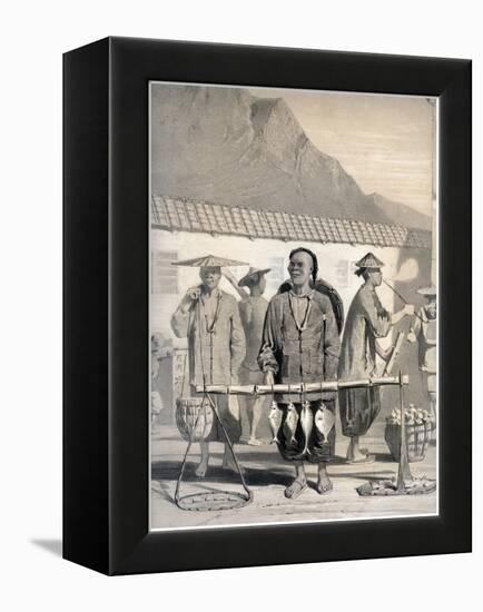 Fishmongers, Victoria Street, Hong Kong, China, 19th Century-M & N Hanhart-Framed Premier Image Canvas