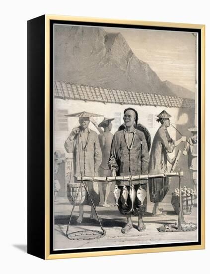 Fishmongers, Victoria Street, Hong Kong, China, 19th Century-M & N Hanhart-Framed Premier Image Canvas