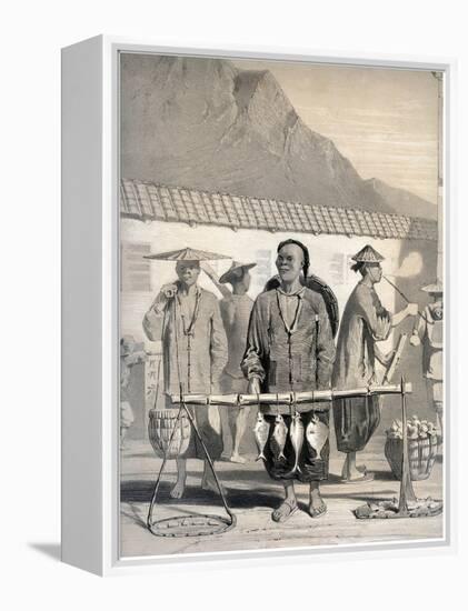 Fishmongers, Victoria Street, Hong Kong, China, 19th Century-M & N Hanhart-Framed Premier Image Canvas