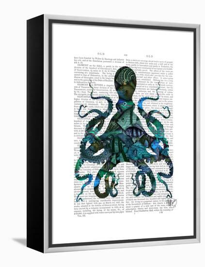 Fishy Blue Octopus-Fab Funky-Framed Stretched Canvas