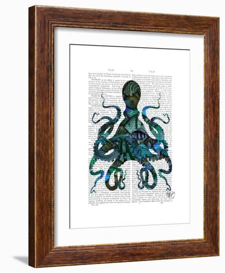 Fishy Blue Octopus-Fab Funky-Framed Premium Giclee Print