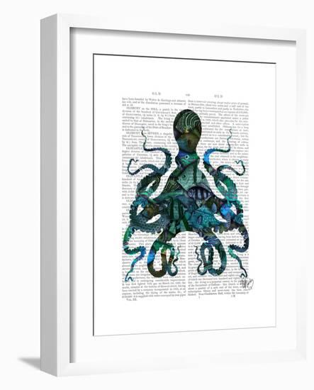 Fishy Blue Octopus-Fab Funky-Framed Premium Giclee Print