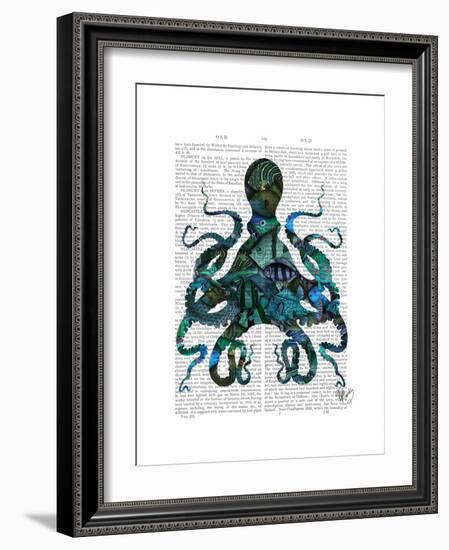 Fishy Blue Octopus-Fab Funky-Framed Premium Giclee Print