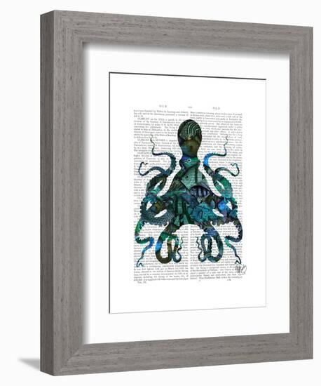 Fishy Blue Octopus-Fab Funky-Framed Art Print