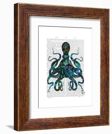 Fishy Blue Octopus-Fab Funky-Framed Art Print