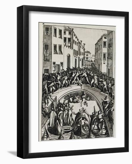 Fist-Fight on Bridge-null-Framed Giclee Print