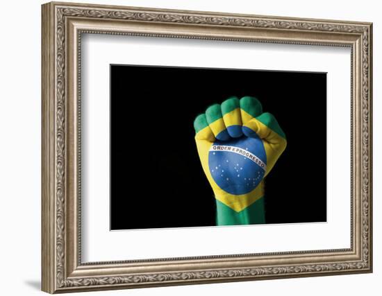 Fist Painted In Colors Of Brazil Flag-vepar5-Framed Photographic Print