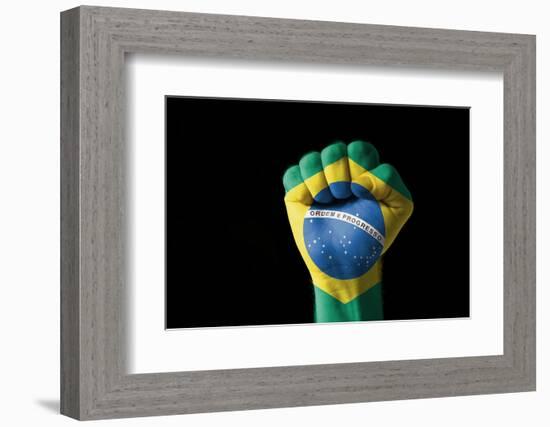 Fist Painted In Colors Of Brazil Flag-vepar5-Framed Photographic Print