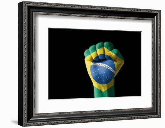 Fist Painted In Colors Of Brazil Flag-vepar5-Framed Photographic Print