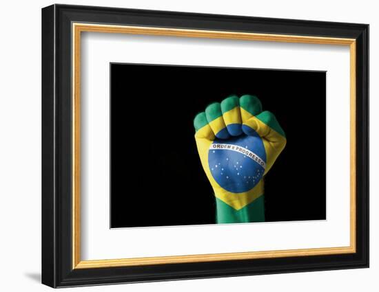 Fist Painted In Colors Of Brazil Flag-vepar5-Framed Photographic Print