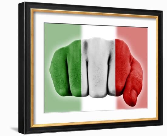 Fist With Italian Flag-macky_ch-Framed Art Print