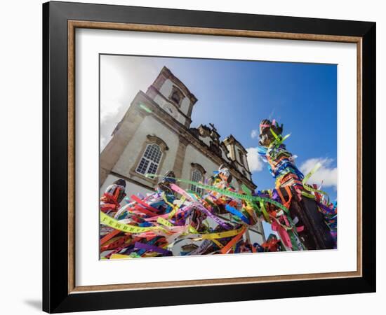 Fitas in front of the Nosso Senhor do Bonfim Church, Salvador, State of Bahia, Brazil, South Americ-Karol Kozlowski-Framed Photographic Print