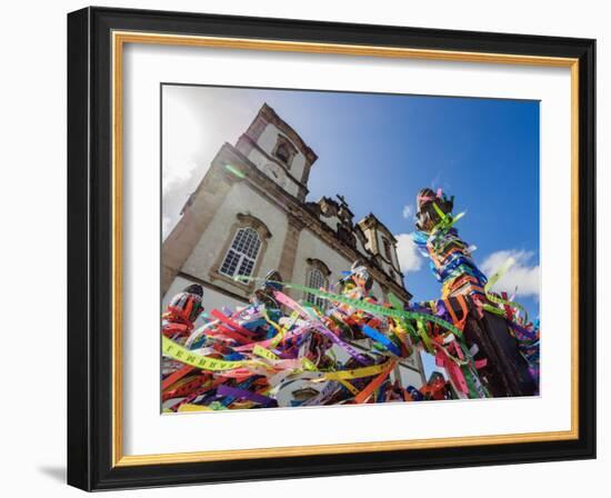 Fitas in front of the Nosso Senhor do Bonfim Church, Salvador, State of Bahia, Brazil, South Americ-Karol Kozlowski-Framed Photographic Print