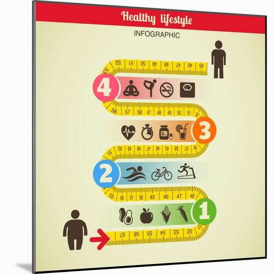 Fitness and Diet Infographic-Marish-Mounted Art Print