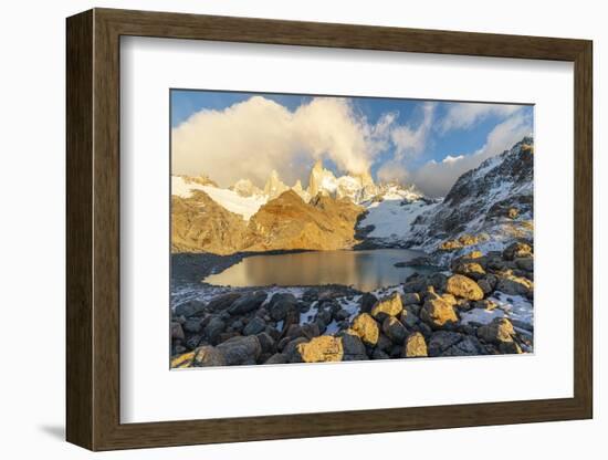 Fitz Roy range in the morning at Laguna Los Tres, Argentina-francesco vaninetti-Framed Photographic Print