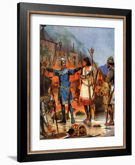 Fitz-Stephen Burns His Boats, 1169 Ad-Richard Caton Woodville II-Framed Giclee Print