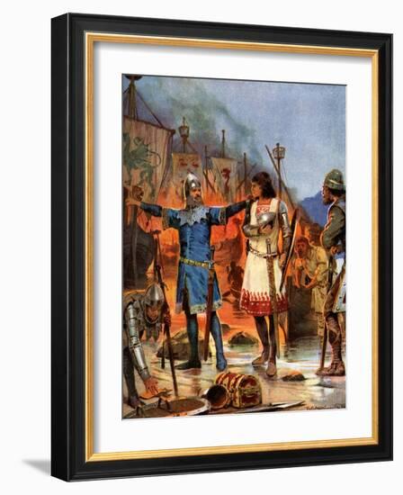 Fitz-Stephen Burns His Boats, 1169 Ad-Richard Caton Woodville II-Framed Giclee Print