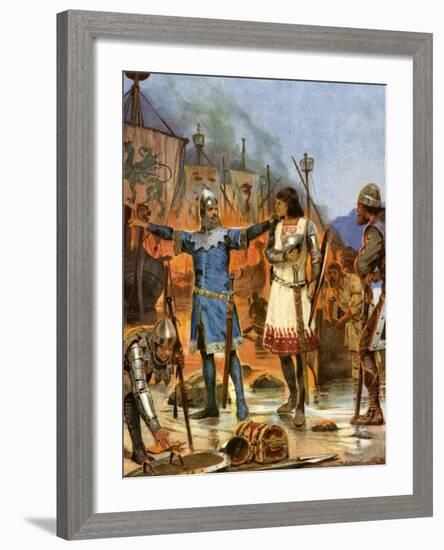 Fitzstephen Burns His Boats, 1169-Richard Caton Woodville II-Framed Giclee Print