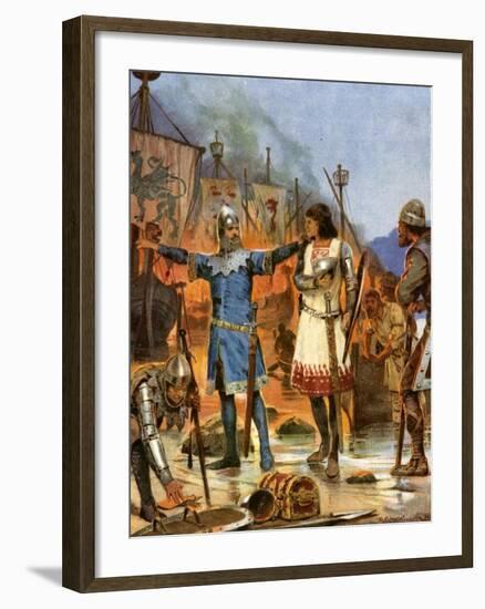 Fitzstephen Burns His Boats, 1169-Richard Caton Woodville II-Framed Giclee Print