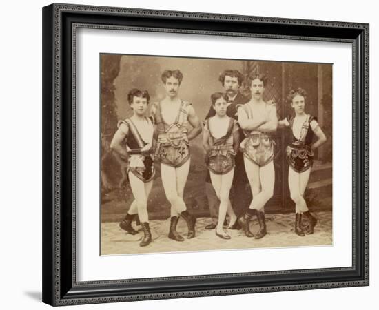 Five Acrobats Pose with Legs Crossed-null-Framed Photographic Print